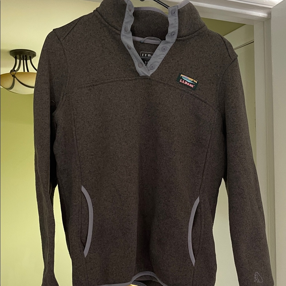L.L. Bean Women's Brown and Gray Cowl Neck Sweater